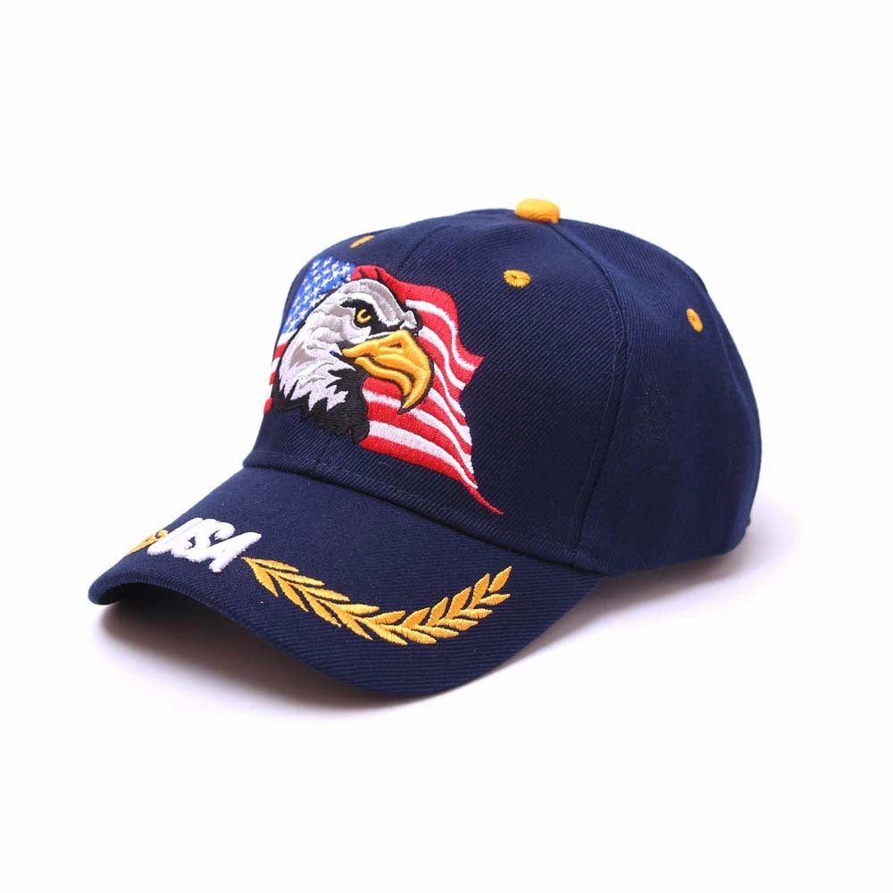 Wholesale Embroidered Eagle American Flag Polyester Baseball Cap
