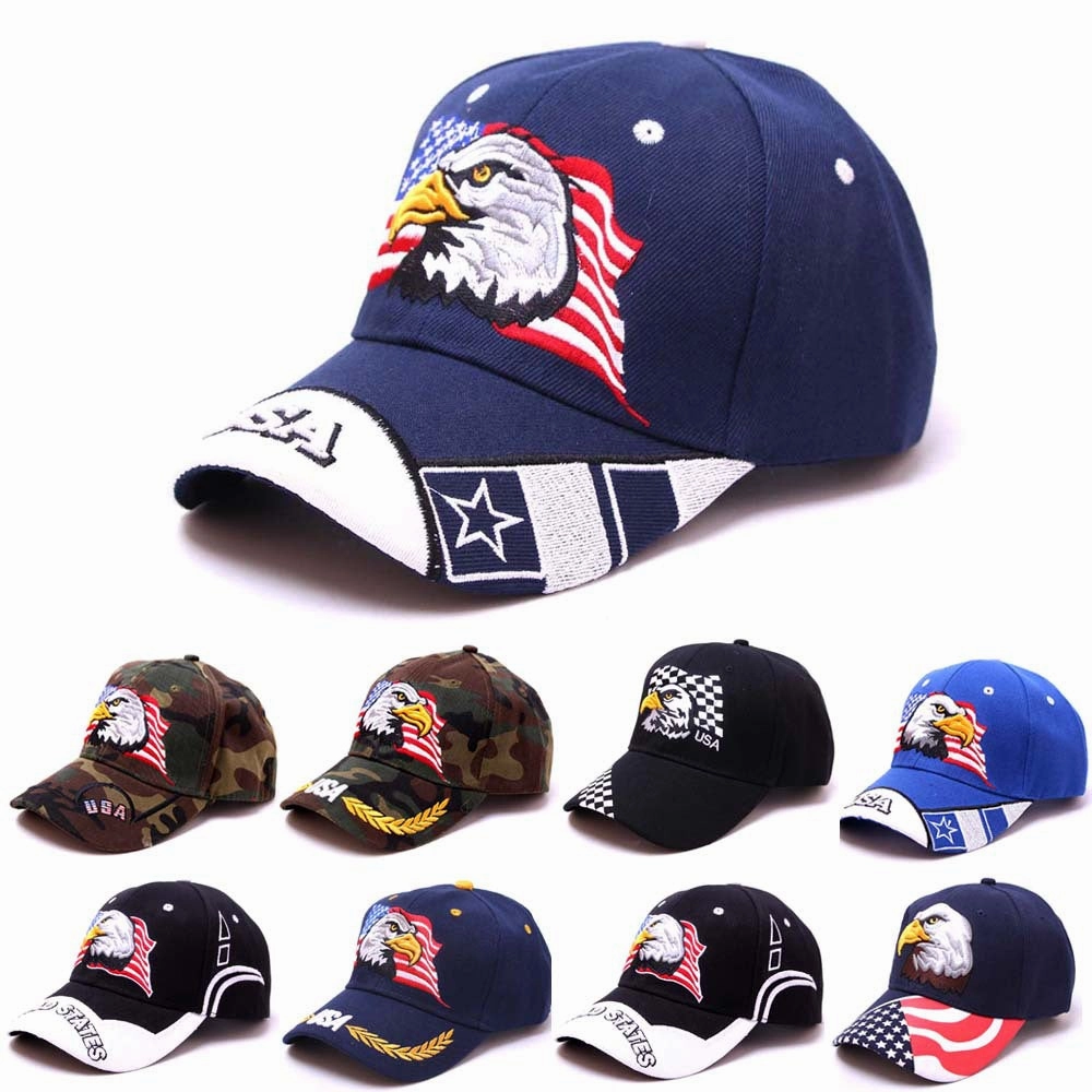 Wholesale Embroidered Eagle American Flag Polyester Baseball Cap