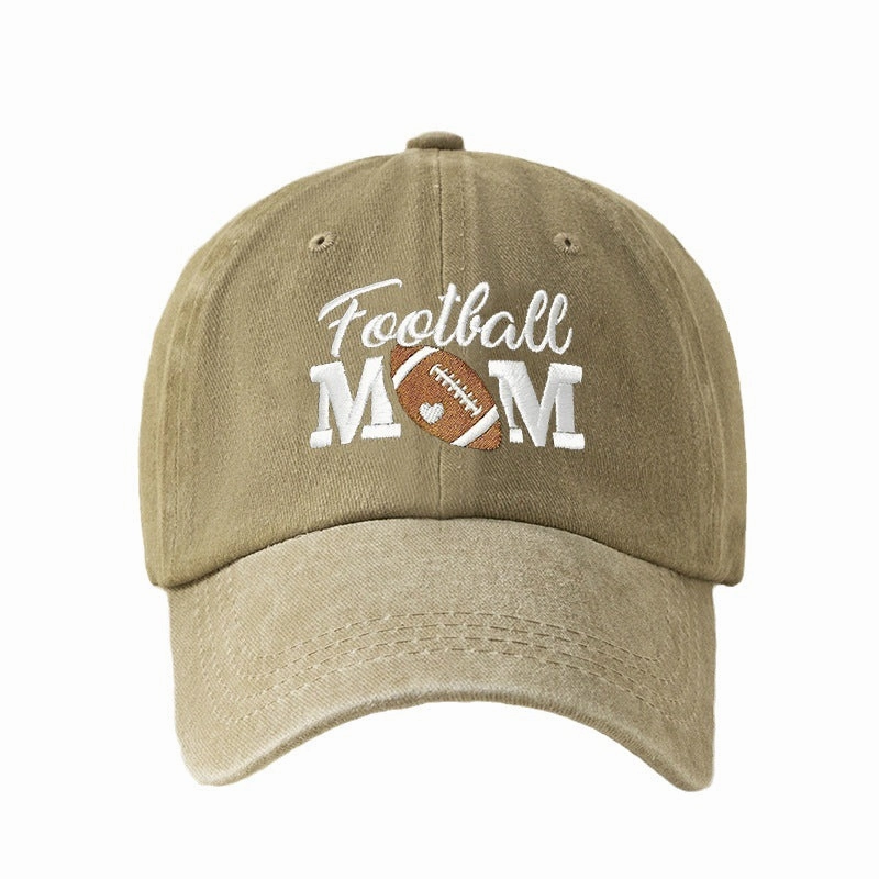Wholesale Embroidered FOOTBALL MOM Washed Baseball Cap