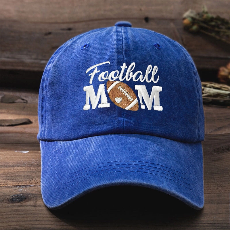 Wholesale Embroidered FOOTBALL MOM Washed Baseball Cap
