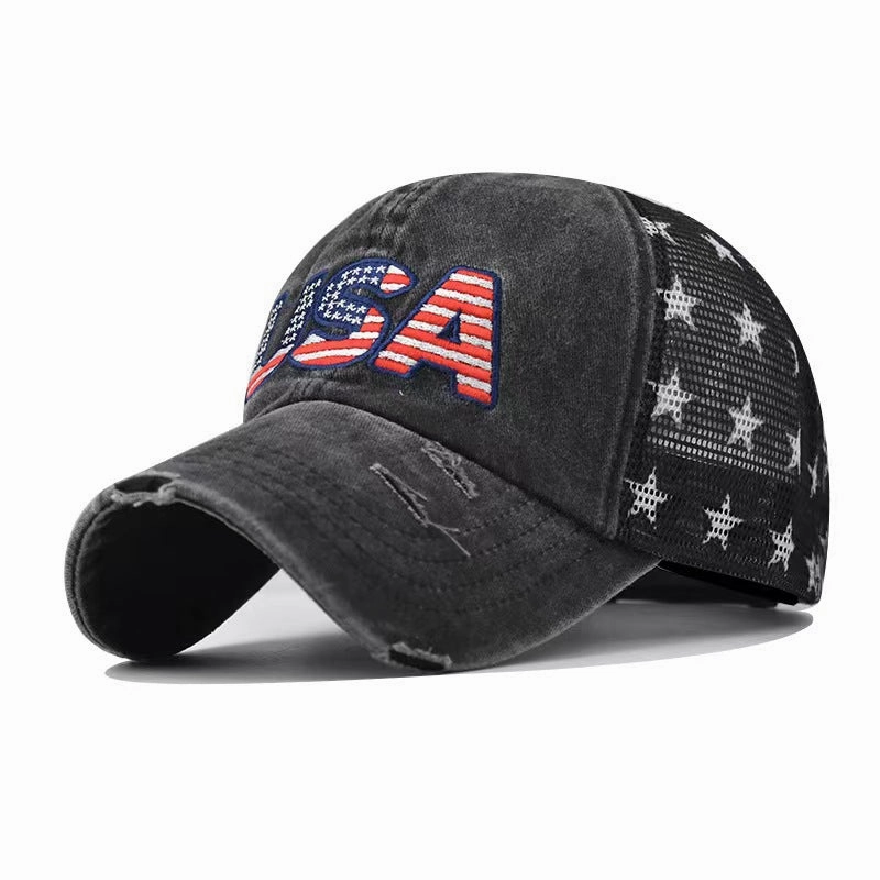 Wholesale Embroidered Worn-out Hole Washed Cotton Baseball Caps