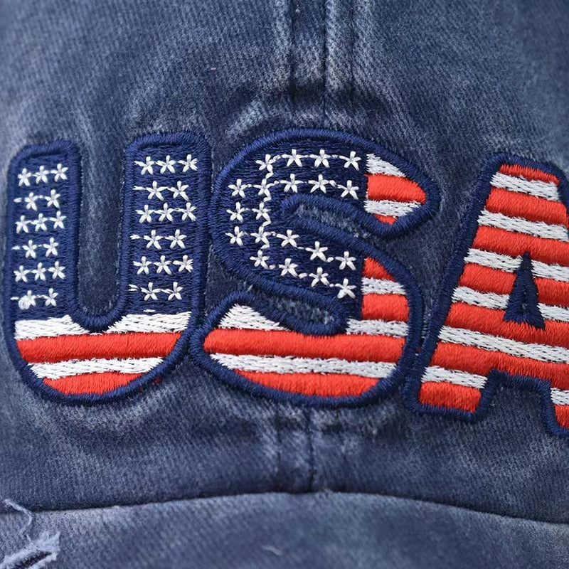 Wholesale Embroidered Worn-out Hole Washed Cotton Baseball Caps