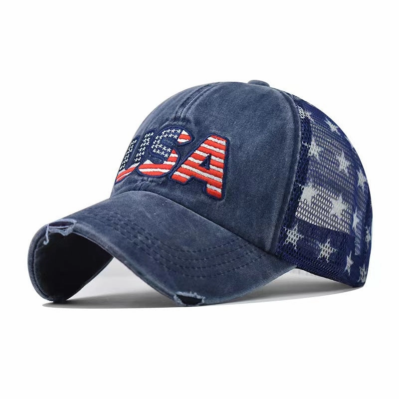 Wholesale Embroidered Worn-out Hole Washed Cotton Baseball Caps
