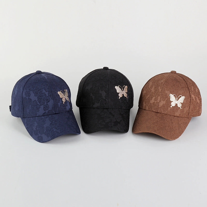 Wholesale Fabric Butterfly Rhinestone Lace Patterned Baseball Hats