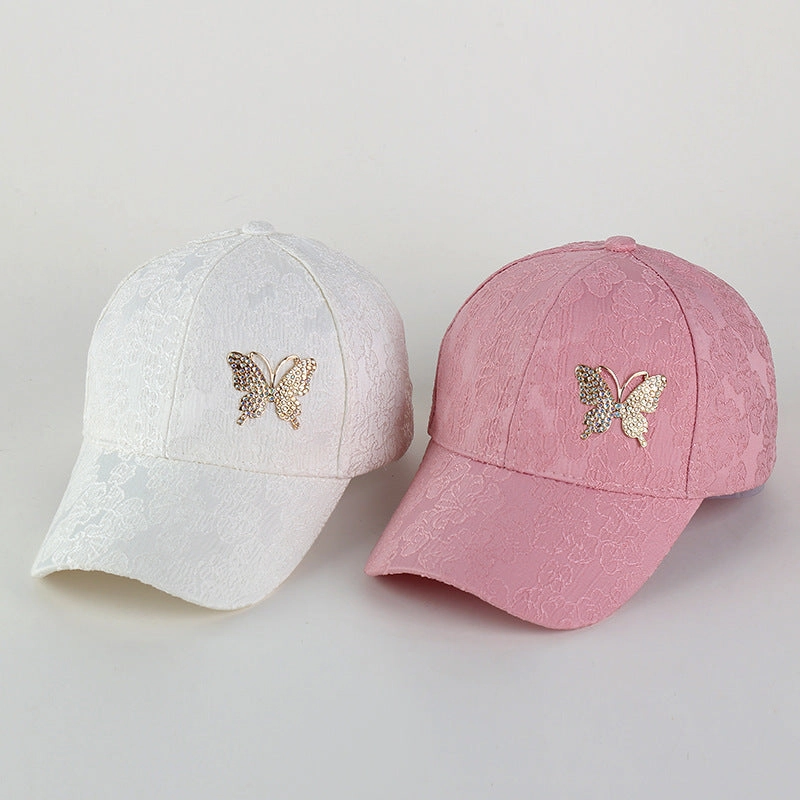 Wholesale Fabric Butterfly Rhinestone Lace Patterned Baseball Hats