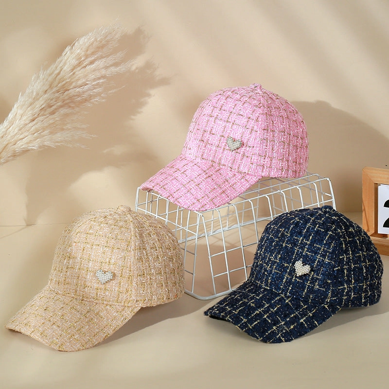 Wholesale Fabric Plaid Love Baseball Caps