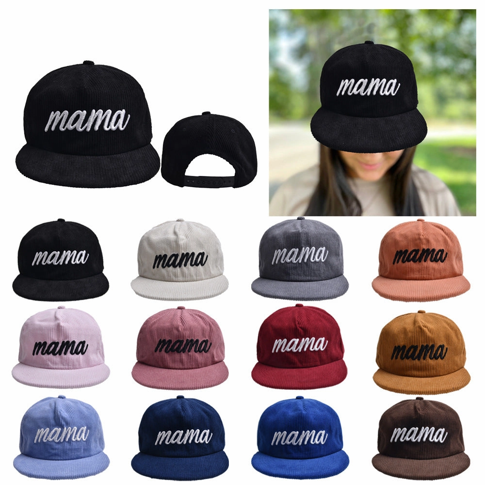 Wholesale Flat Brim Corduroy MAMA Baseball Cap