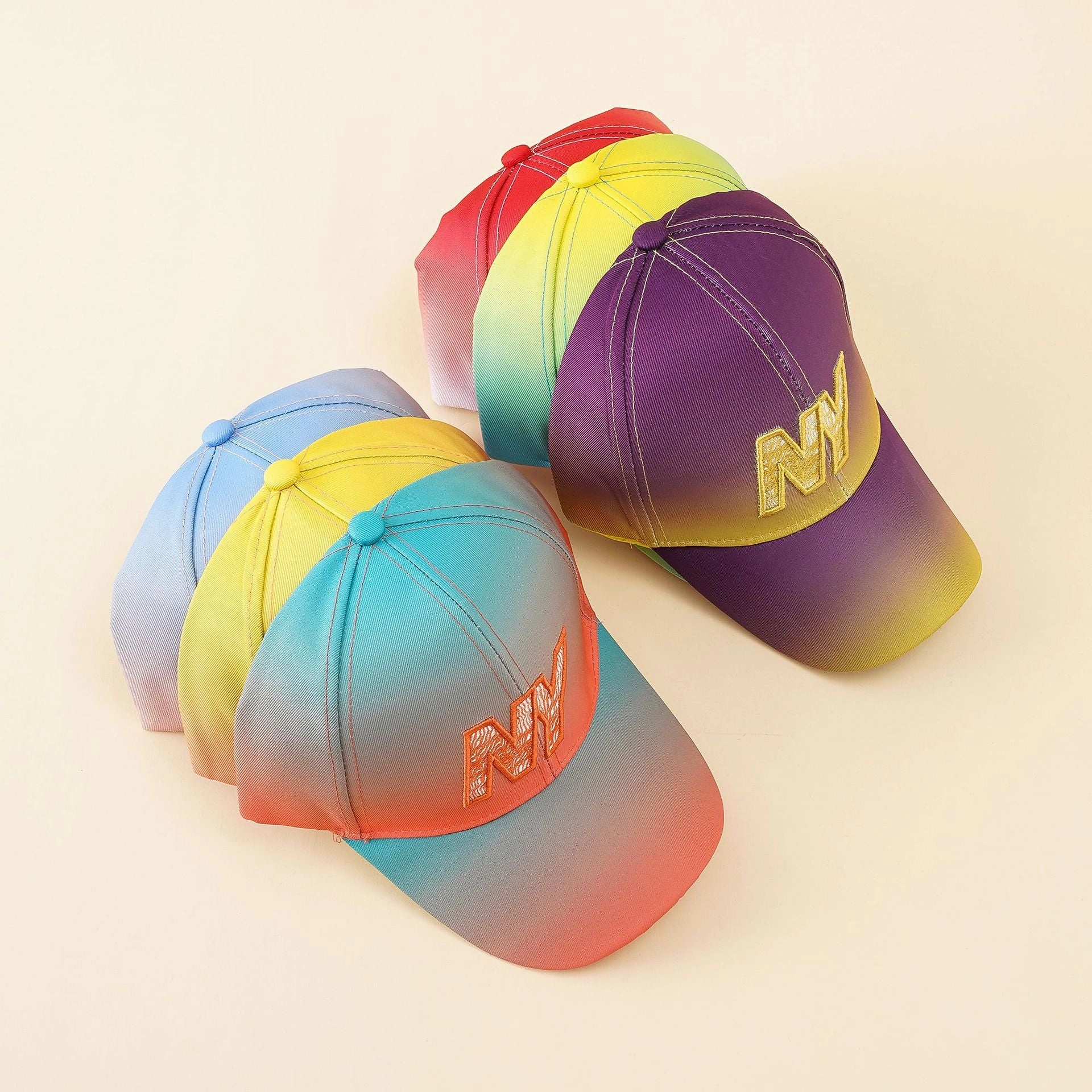 Wholesale Fluorescent Gradient Color Embroidered Letters Polyester Baseball Cap