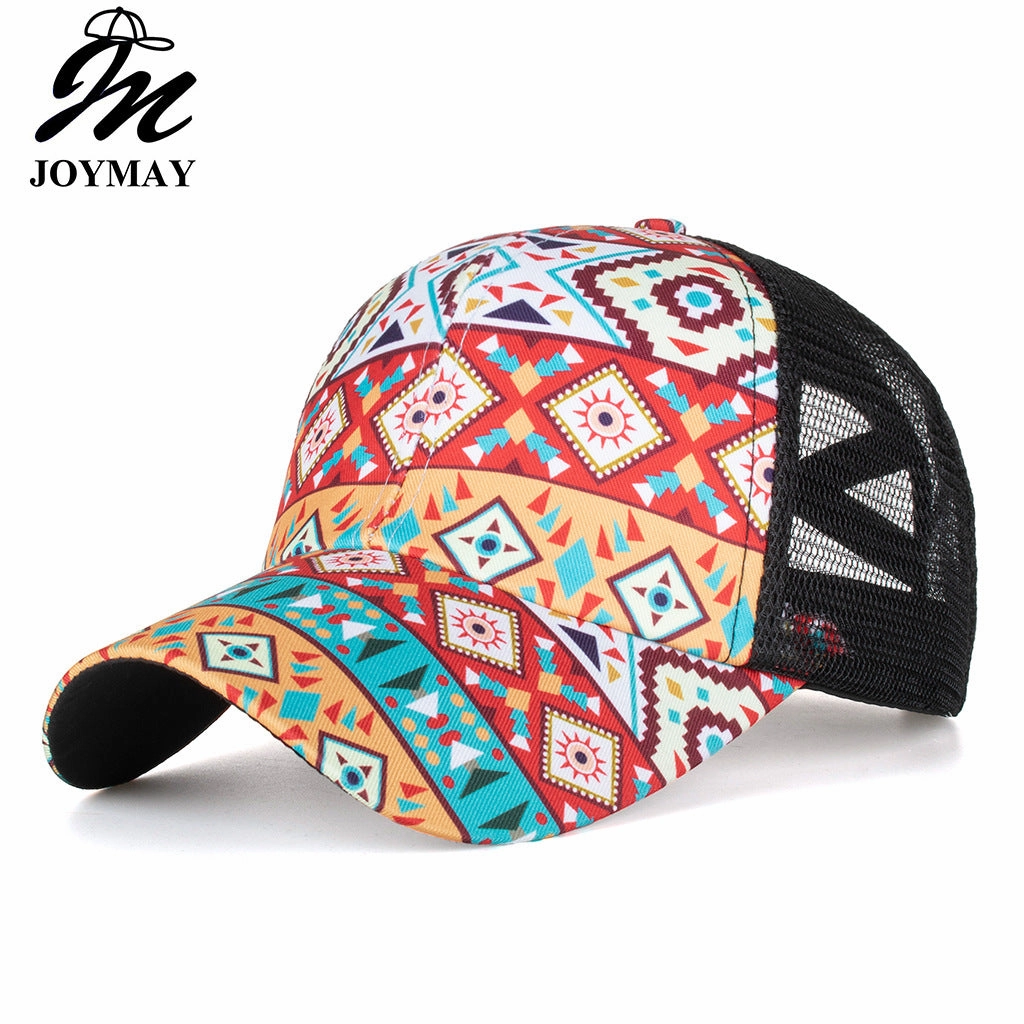 Wholesale geometric diamond cross elastic net ponytail baseball cap