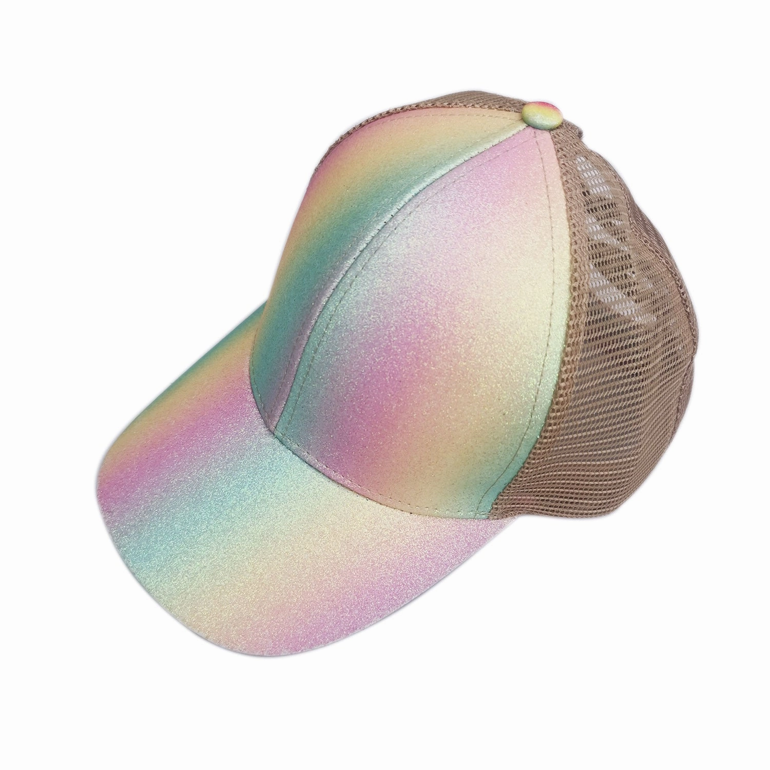 Wholesale Glitter Sequins Gradient Cross Cross Horsetail Strap Acrylic Baseball Cap