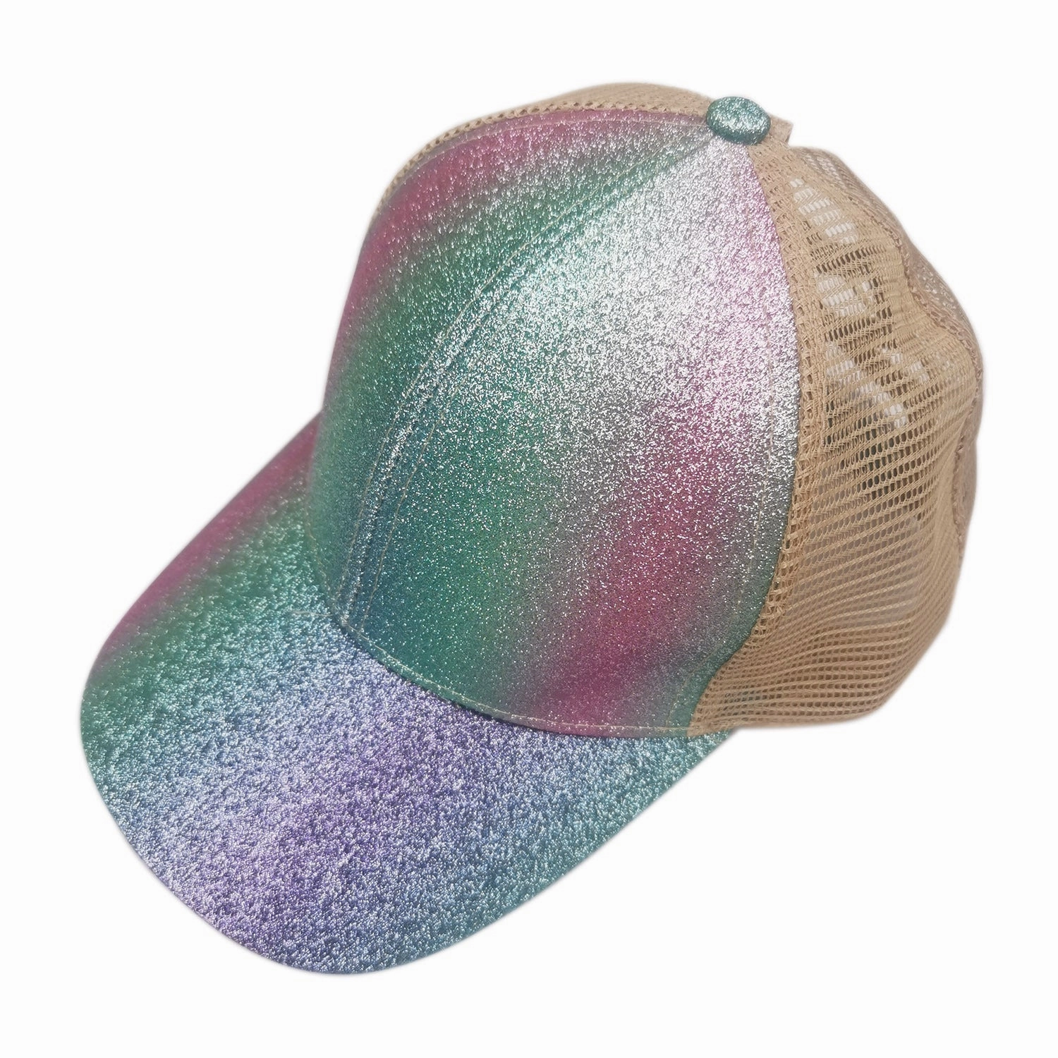 Wholesale Glitter Sequins Gradient Cross Cross Horsetail Strap Acrylic Baseball Cap