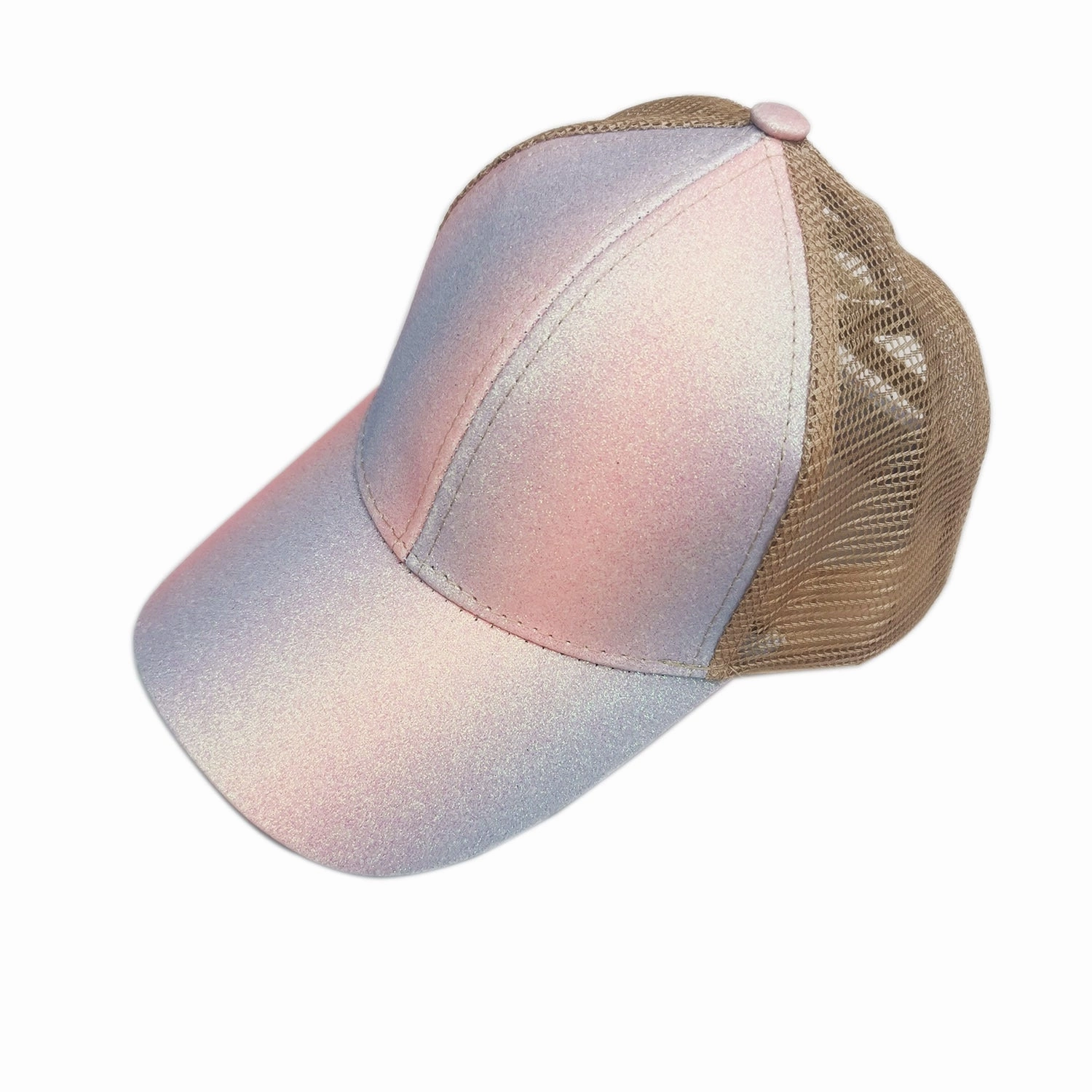 Wholesale Glitter Sequins Gradient Cross Cross Horsetail Strap Acrylic Baseball Cap