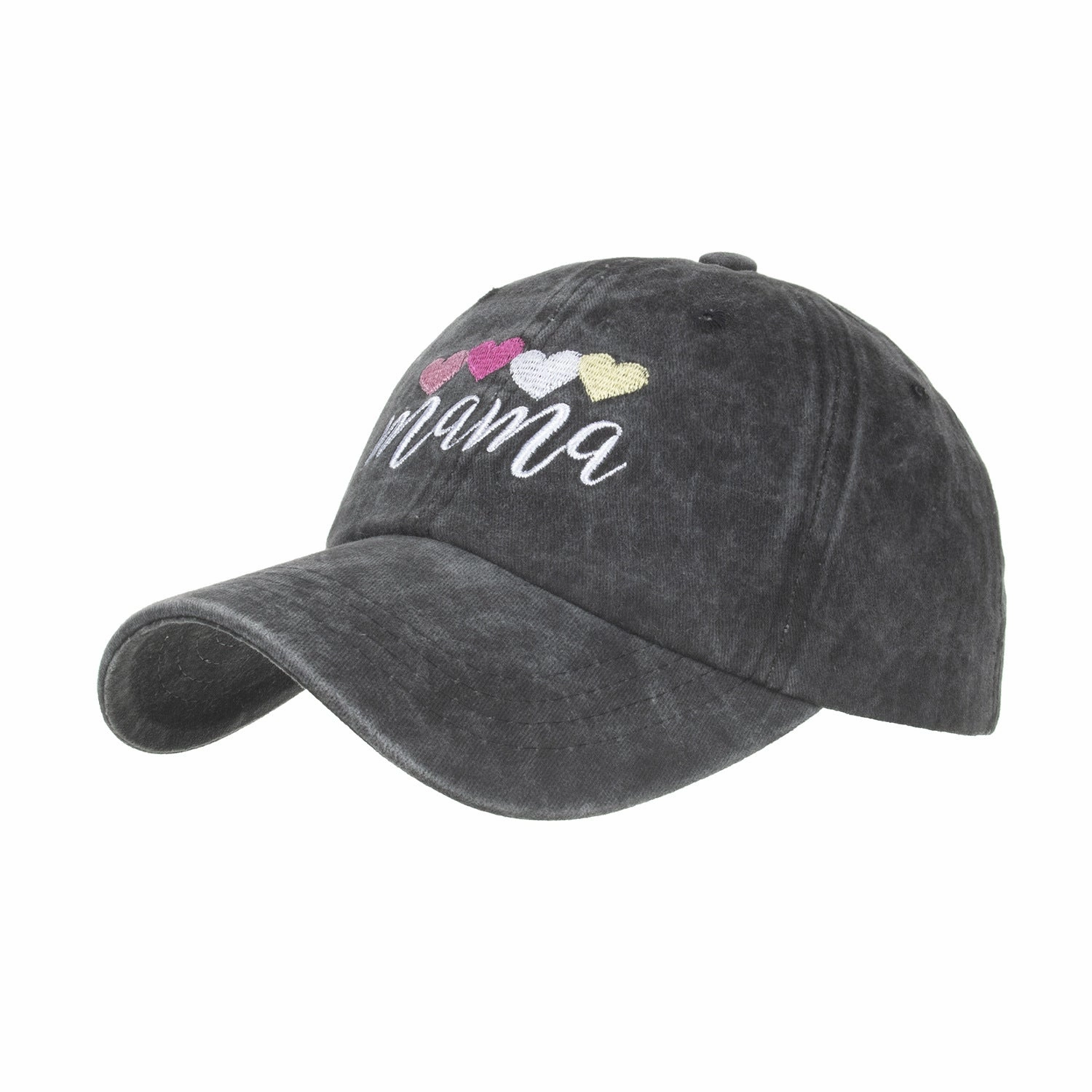 Wholesale Heart Embroidered Double Cross Elastic Net Ponytail Baseball Cap