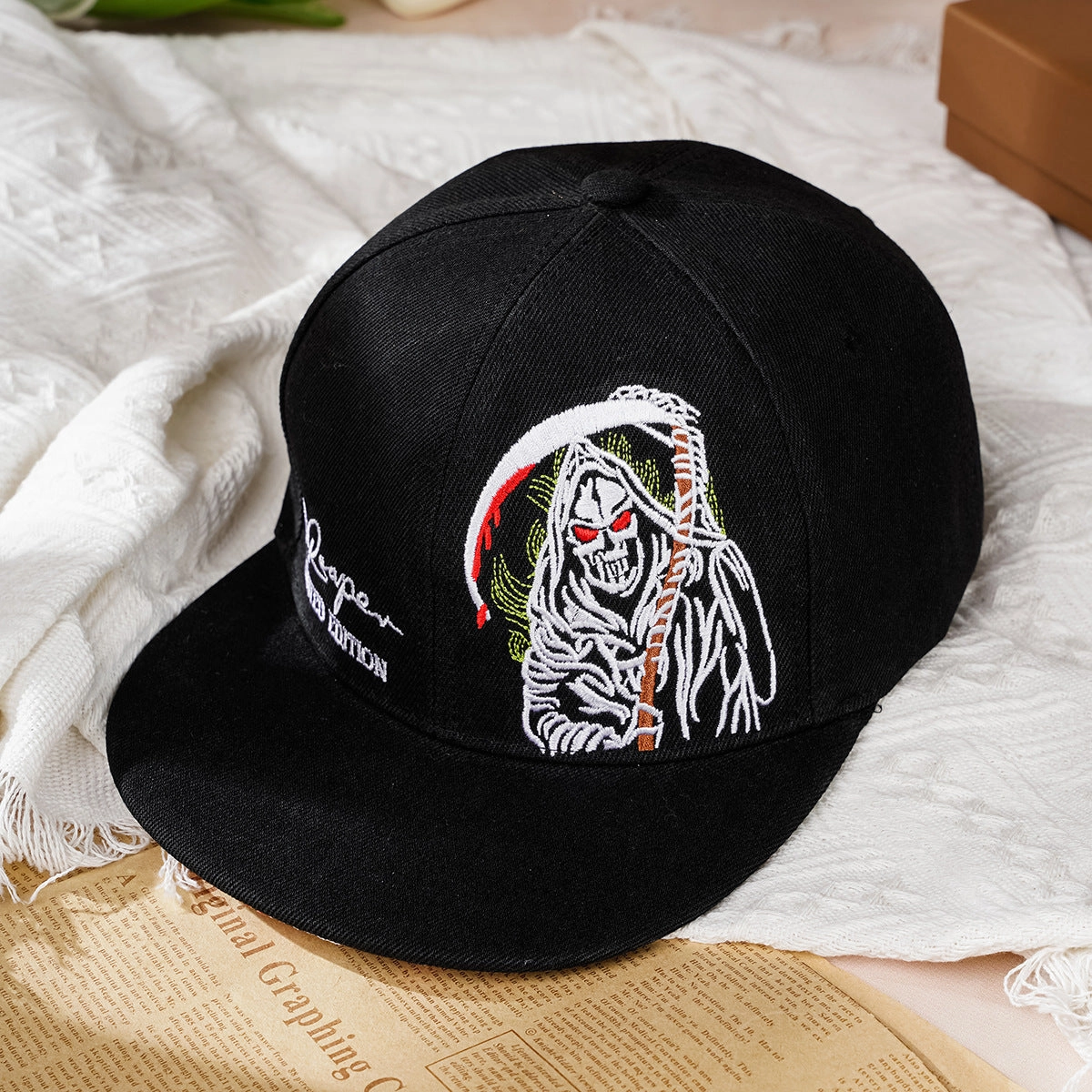 Wholesale Hip-hop Embroidered Reaper Polyester Baseball Caps