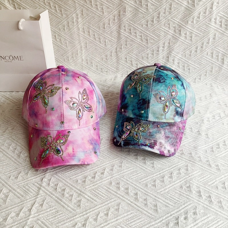 Wholesale Hot Diamond Glass Diamond Butterfly Baseball Cap