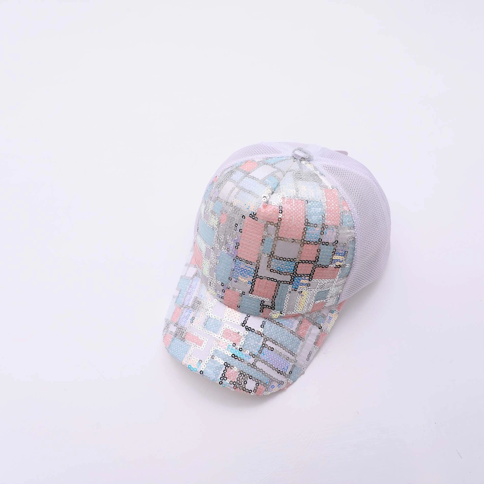 Wholesale Kids Sequin Cotton Baseball Mesh Cap
