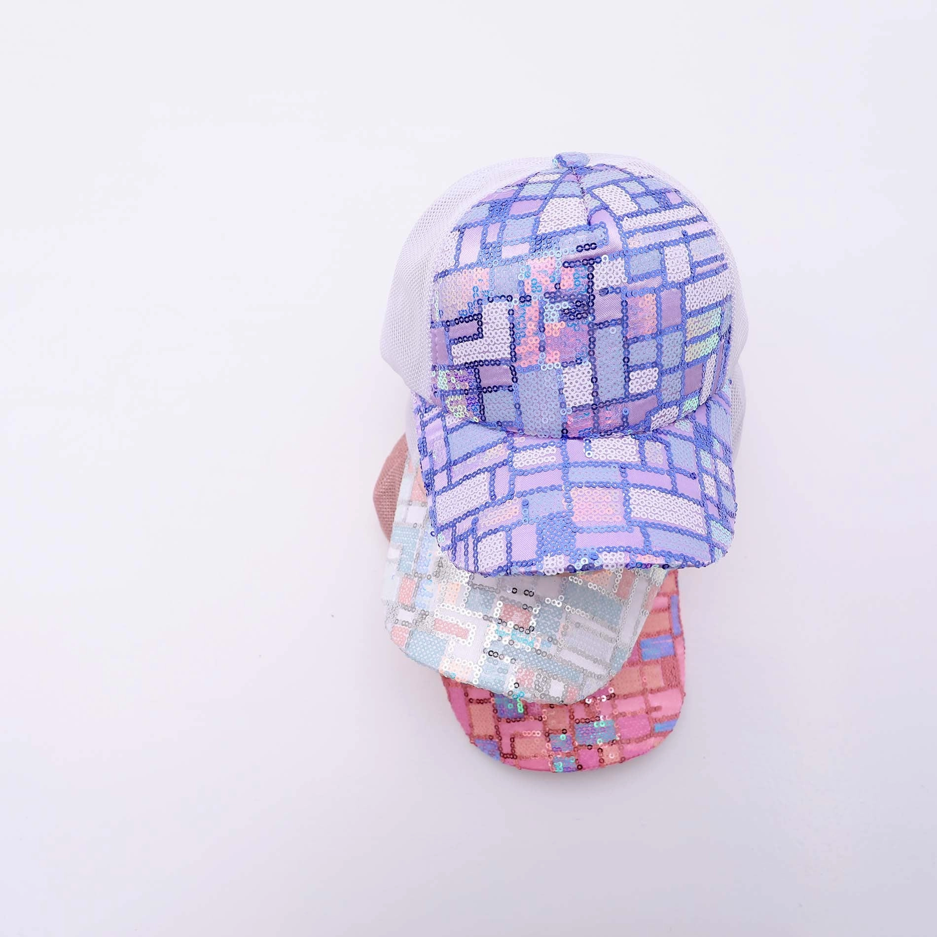 Wholesale Kids Sequin Cotton Baseball Mesh Cap