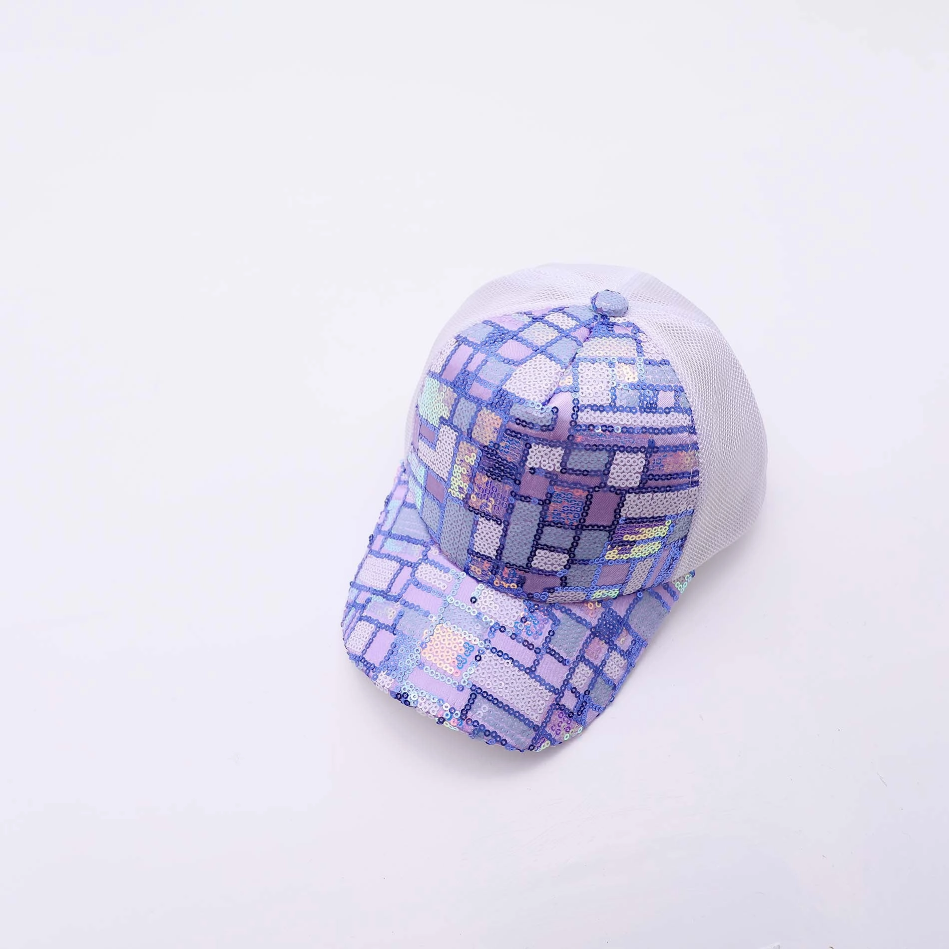 Wholesale Kids Sequin Cotton Baseball Mesh Cap