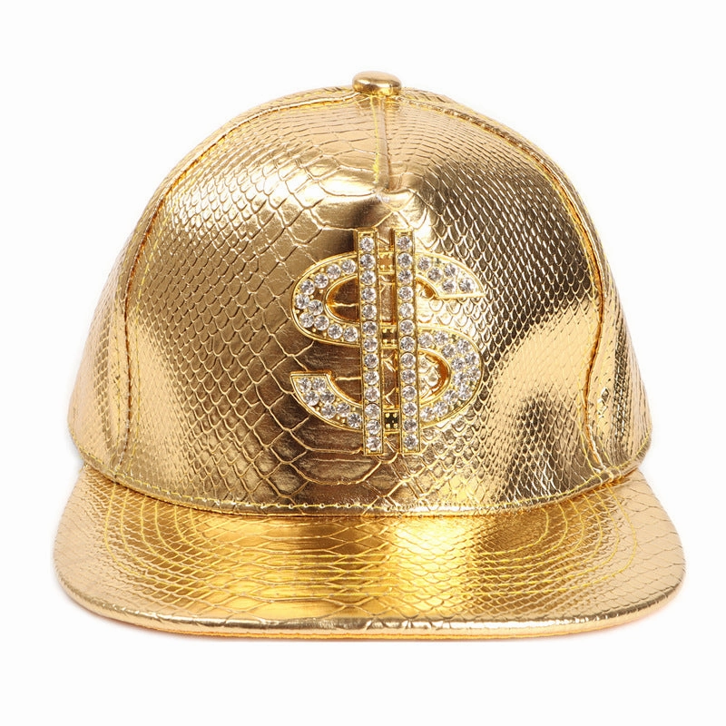 Wholesale Leather Dollar Hip Hop Flat Brim Baseball Cap