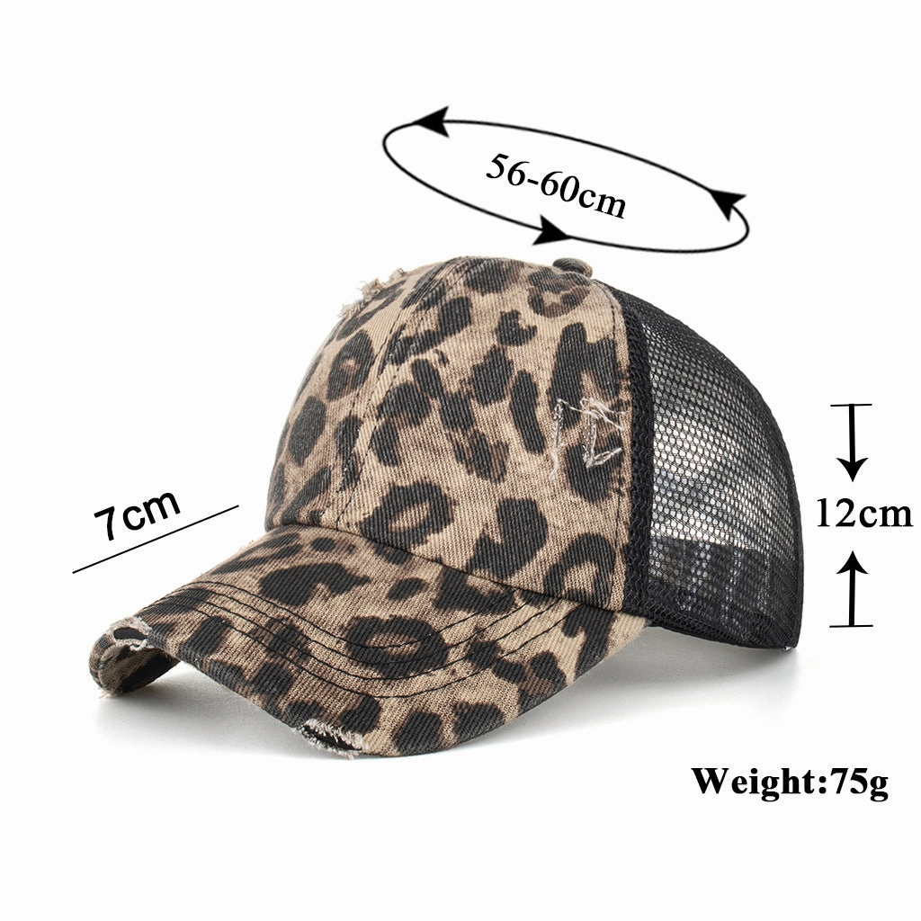 Wholesale Leopard cross elastic ponytail baseball cap