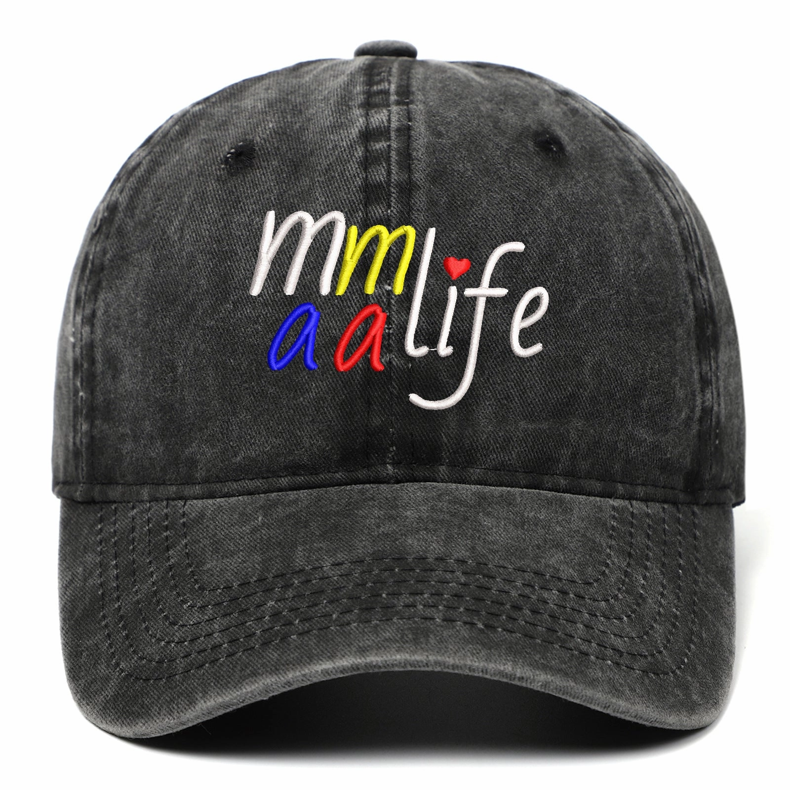 Wholesale Mama Life Embroidered Washed Denim Baseball Caps