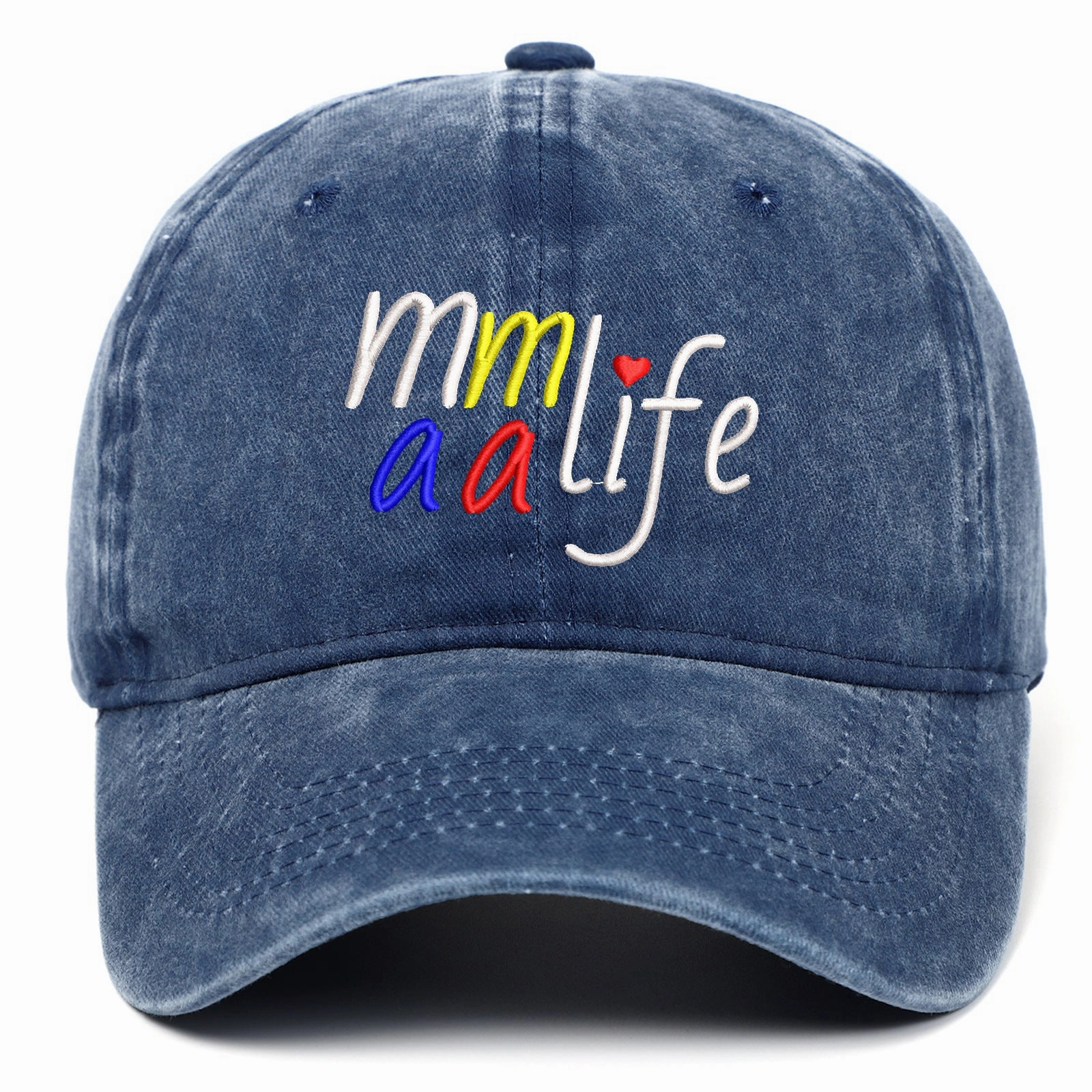 Wholesale Mama Life Embroidered Washed Denim Baseball Caps