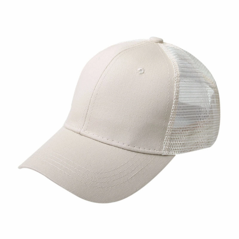 Wholesale Mesh Cotton Back Opening Solid Color Ponytail Baseball Cap