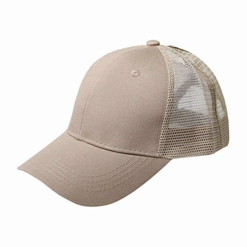 Wholesale Mesh Cotton Back Opening Solid Color Ponytail Baseball Cap