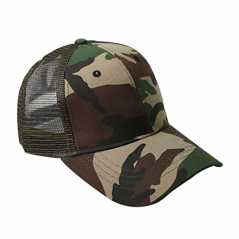 Wholesale Mesh Cotton Back Opening Solid Color Ponytail Baseball Cap