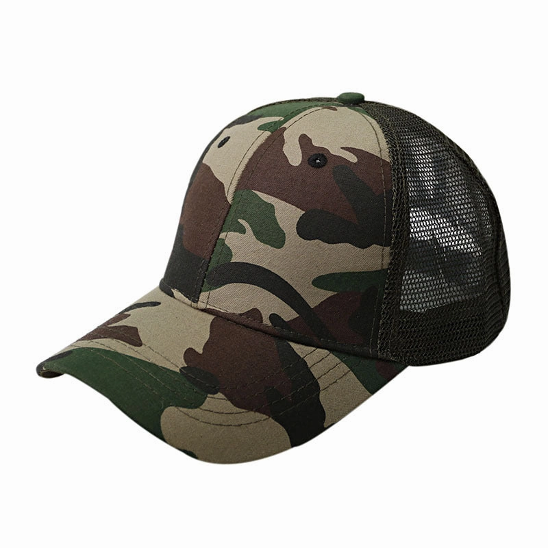Wholesale Mesh Cotton Back Opening Solid Color Ponytail Baseball Cap