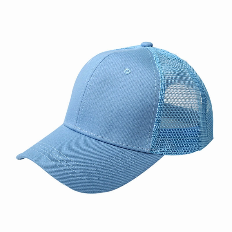 Wholesale Mesh Cotton Back Opening Solid Color Ponytail Baseball Cap