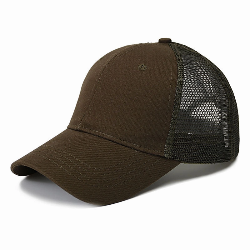 Wholesale Mesh Cotton Back Opening Solid Color Ponytail Baseball Cap