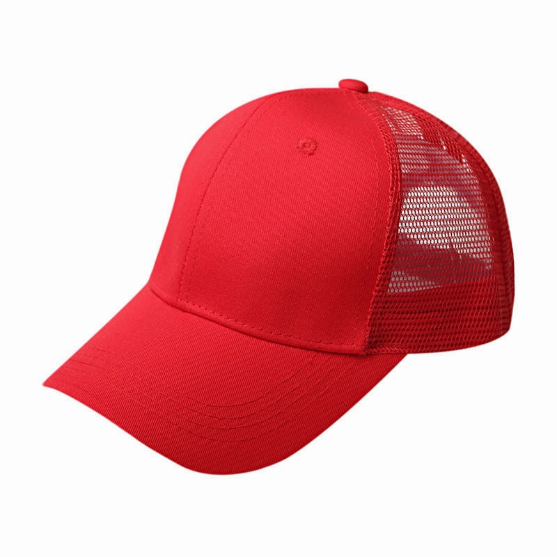 Wholesale Mesh Cotton Back Opening Solid Color Ponytail Baseball Cap