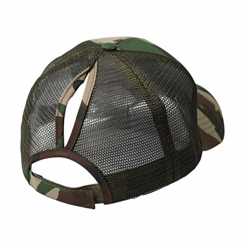 Wholesale Mesh Cotton Back Opening Solid Color Ponytail Baseball Cap
