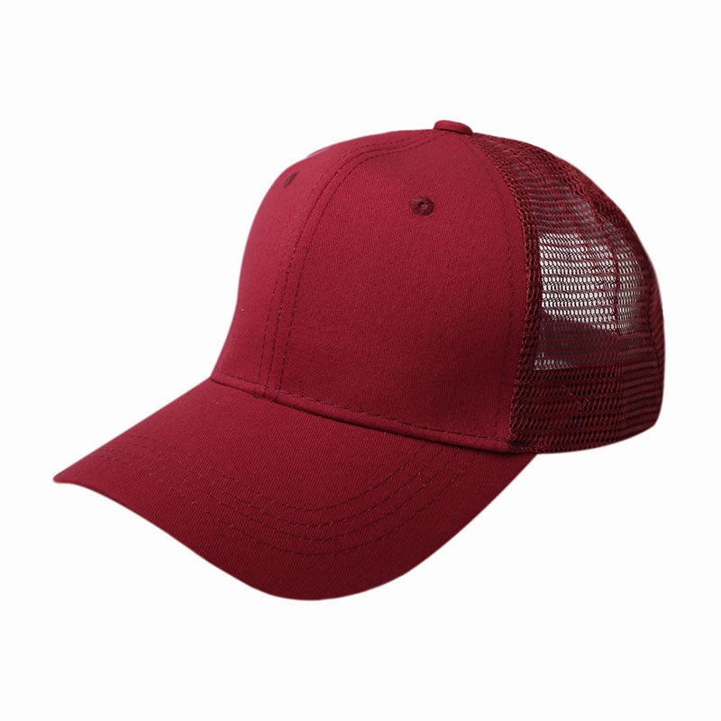 Wholesale Mesh Cotton Back Opening Solid Color Ponytail Baseball Cap