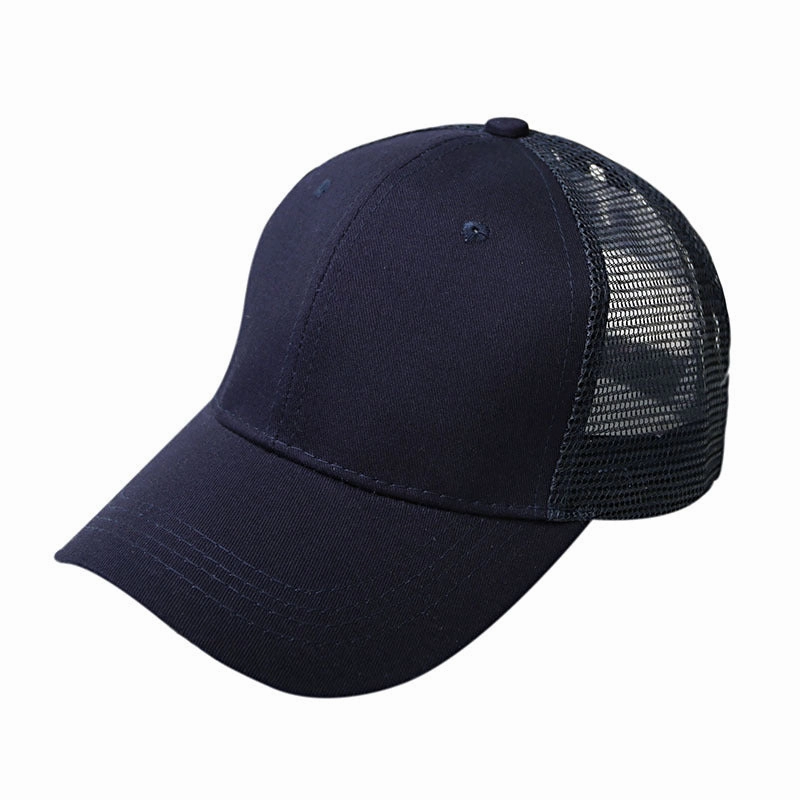 Wholesale Mesh Cotton Back Opening Solid Color Ponytail Baseball Cap