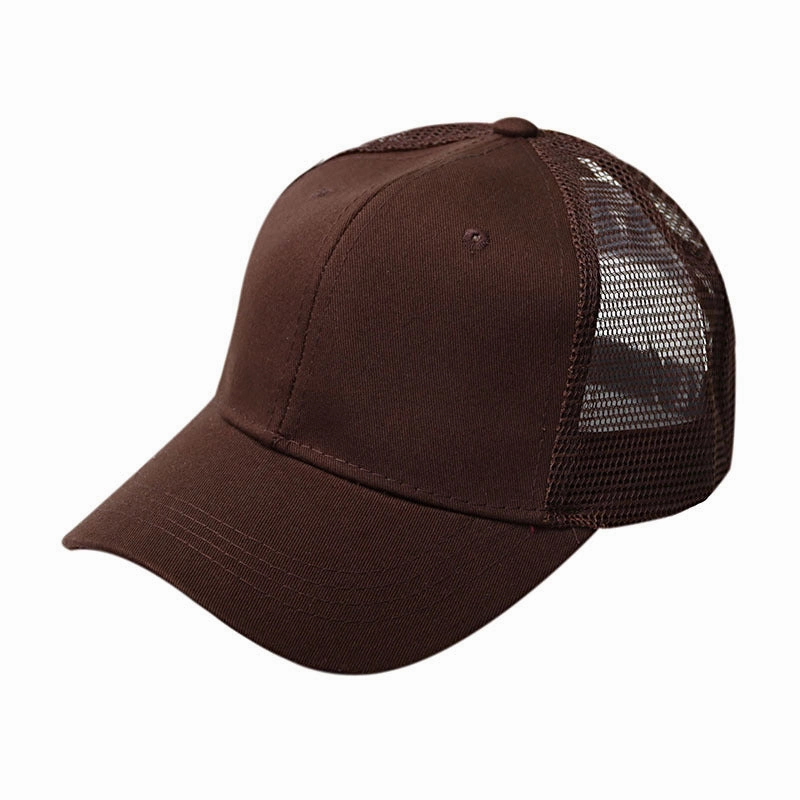 Wholesale Mesh Cotton Back Opening Solid Color Ponytail Baseball Cap