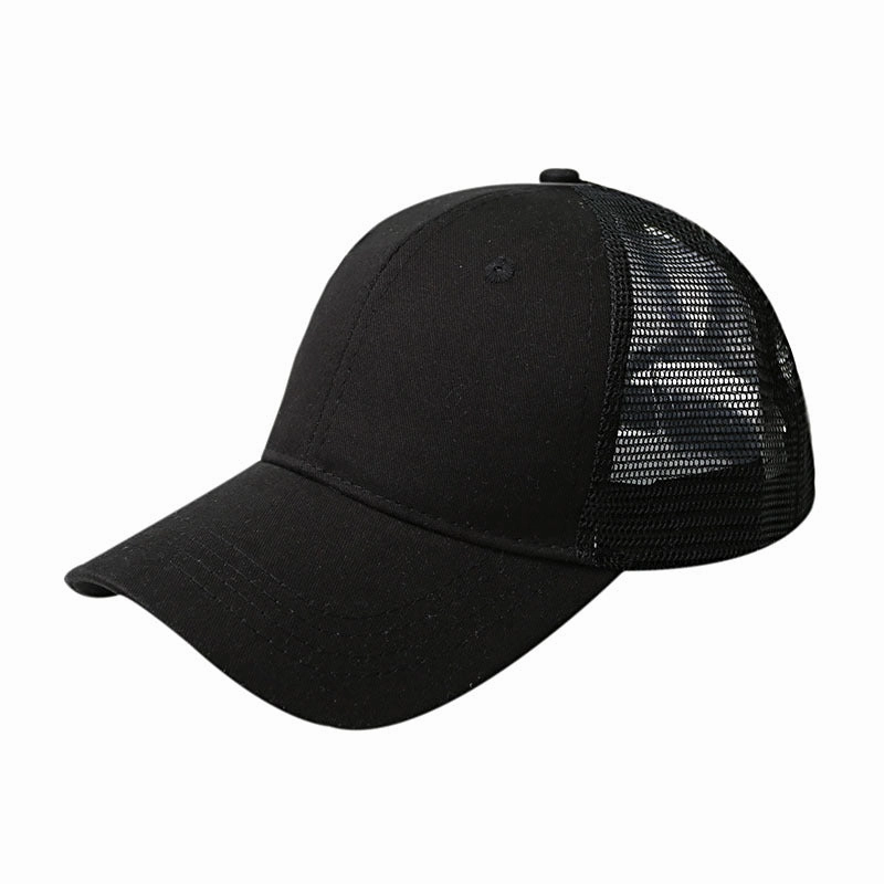 Wholesale Mesh Cotton Back Opening Solid Color Ponytail Baseball Cap