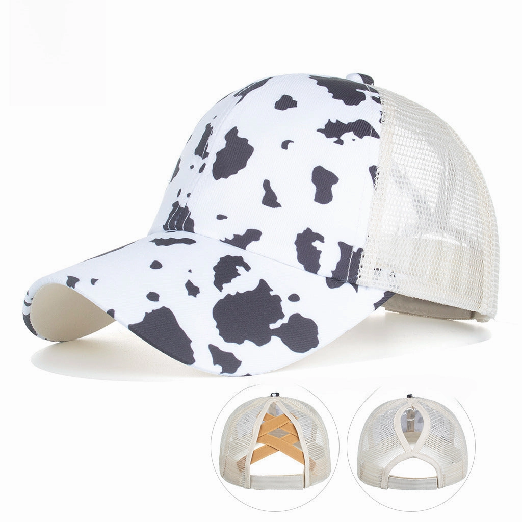 Wholesale milk grain cross elastic net ponytail baseball cap