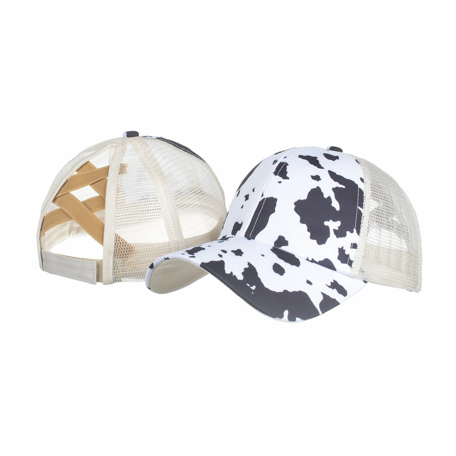 Wholesale milk grain cross elastic net ponytail baseball cap