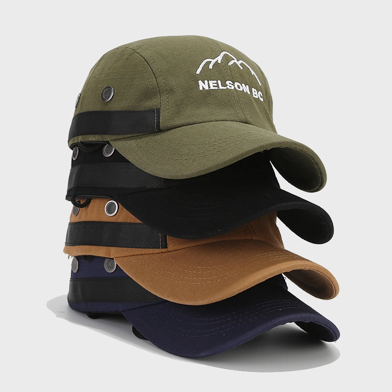 Wholesale Mountain Letter Embroidery Quick Dry Baseball Cap with Windproof Rope