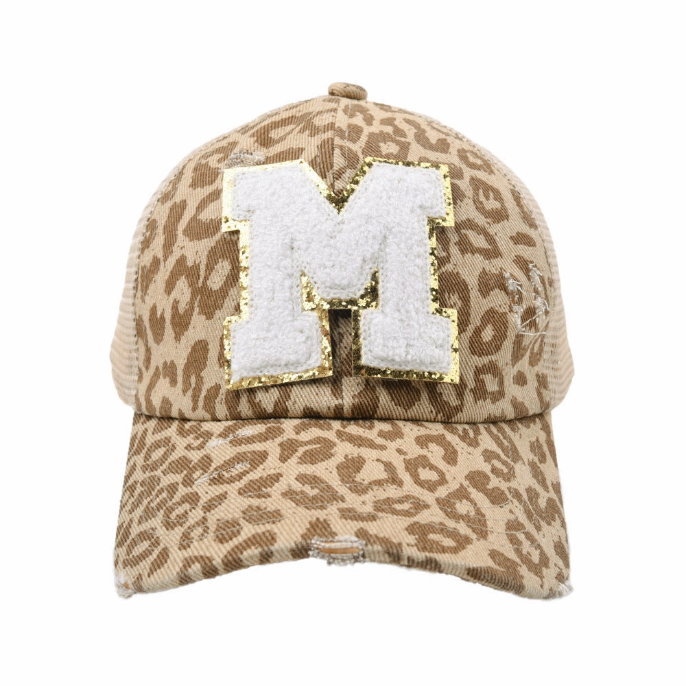 Wholesale New Cotton 26 Letter Label Leopard Print Baseball Cap