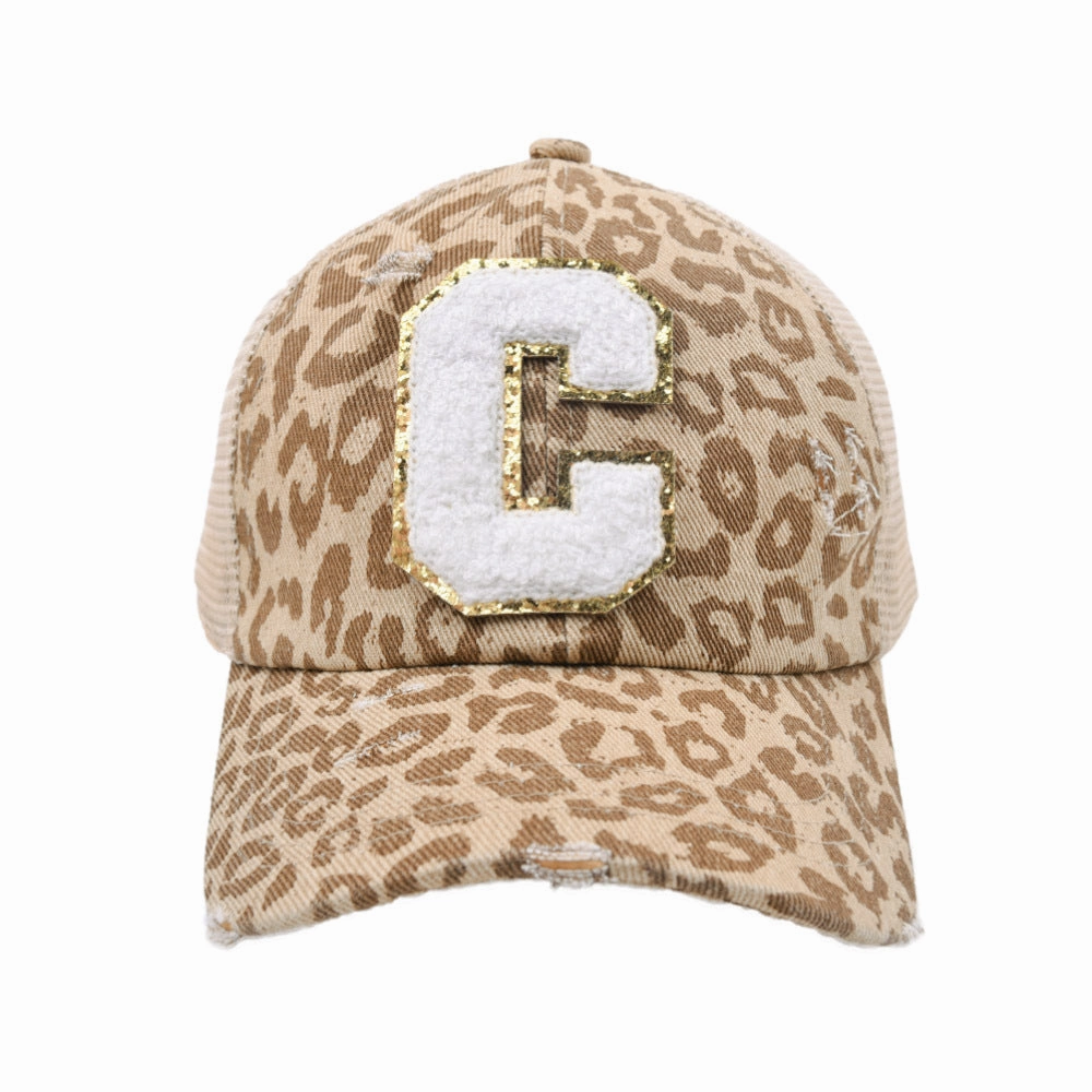 Wholesale New Cotton 26 Letter Label Leopard Print Baseball Cap