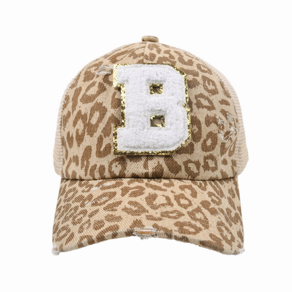 Wholesale New Cotton 26 Letter Label Leopard Print Baseball Cap