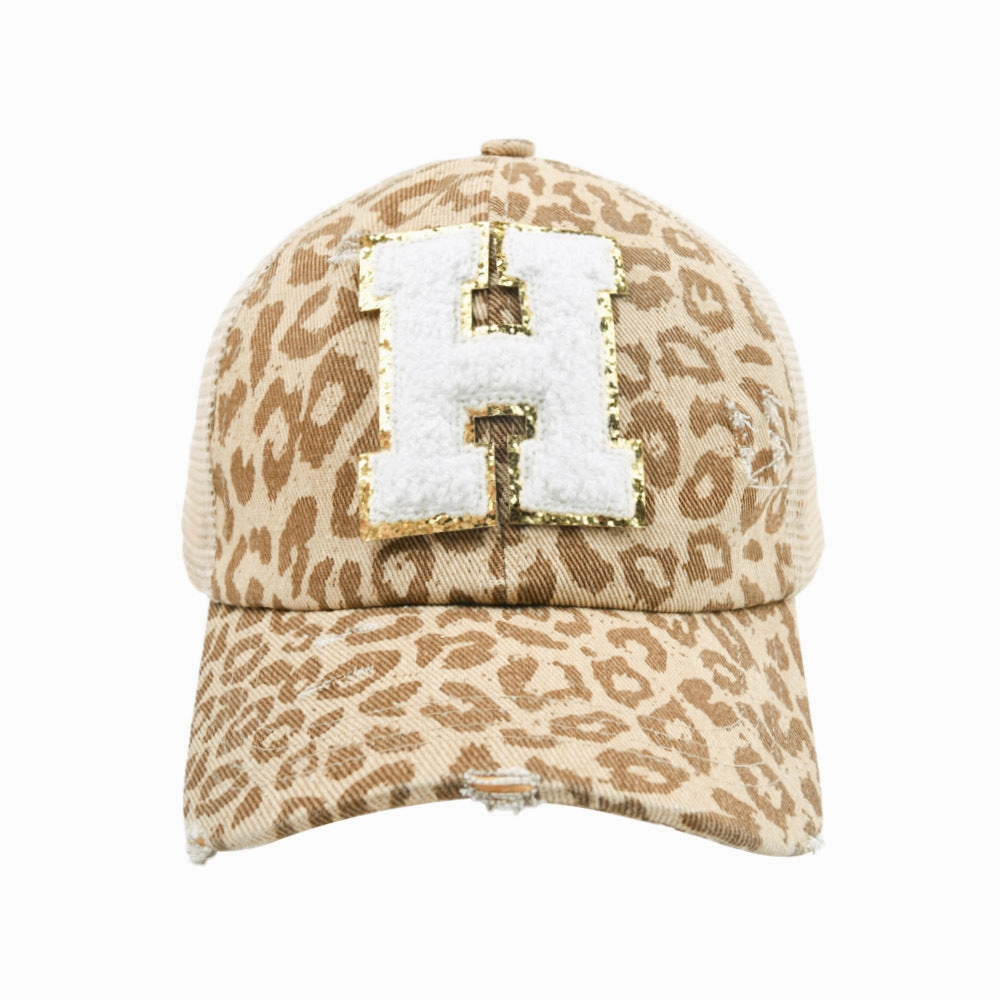 Wholesale New Cotton 26 Letter Label Leopard Print Baseball Cap