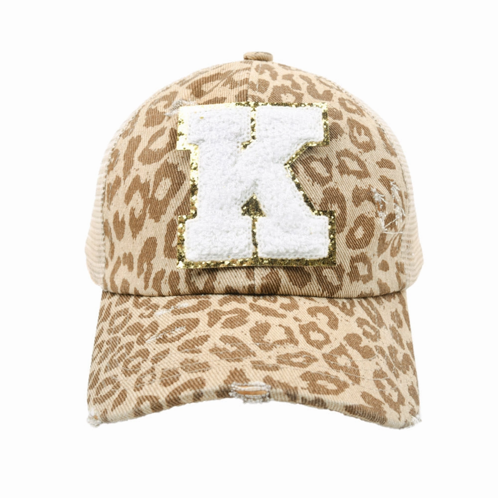 Wholesale New Cotton 26 Letter Label Leopard Print Baseball Cap