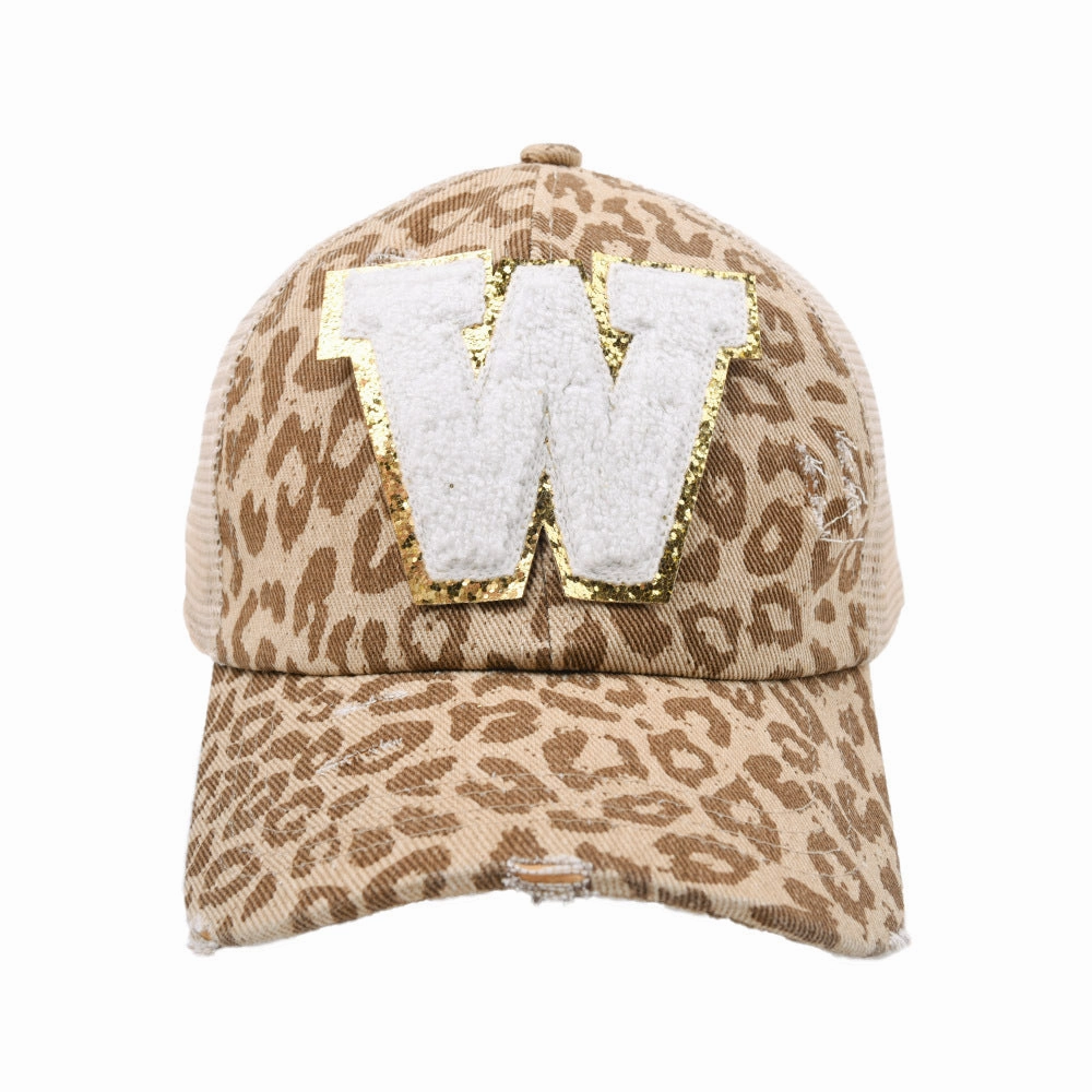 Wholesale New Cotton 26 Letter Label Leopard Print Baseball Cap