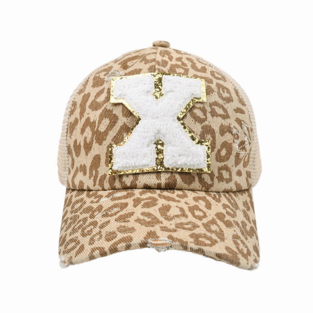 Wholesale New Cotton 26 Letter Label Leopard Print Baseball Cap