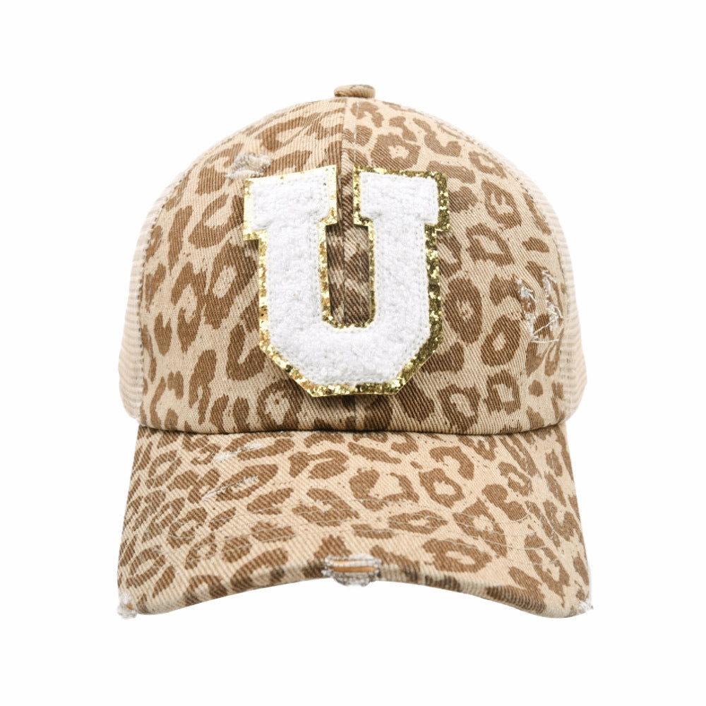 Wholesale New Cotton 26 Letter Label Leopard Print Baseball Cap