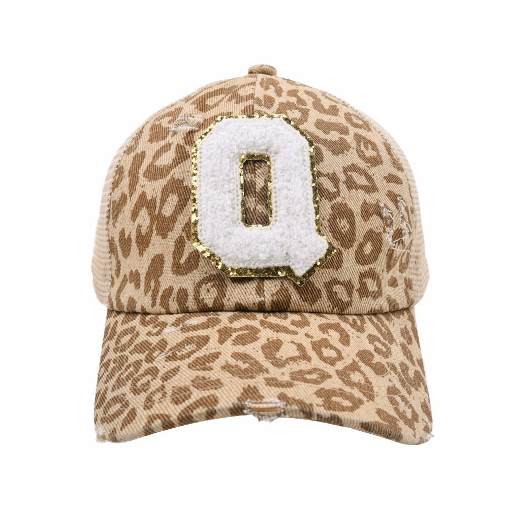 Wholesale New Cotton 26 Letter Label Leopard Print Baseball Cap